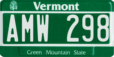 VT license plate AMW298