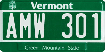 VT license plate AMW301