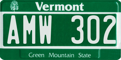 VT license plate AMW302