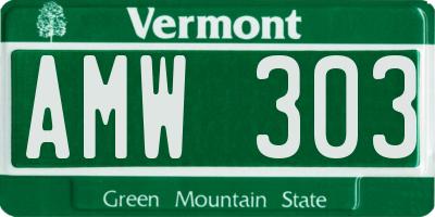 VT license plate AMW303