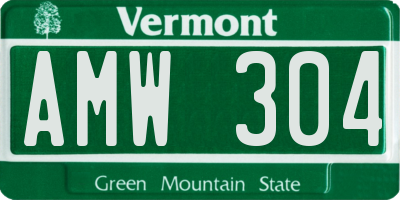 VT license plate AMW304