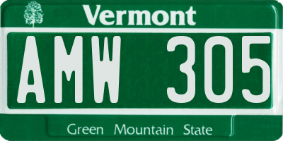 VT license plate AMW305