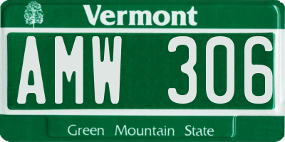 VT license plate AMW306