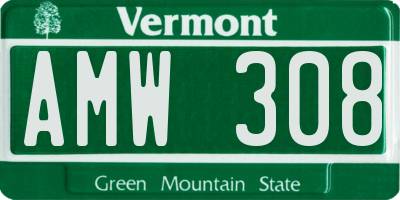 VT license plate AMW308