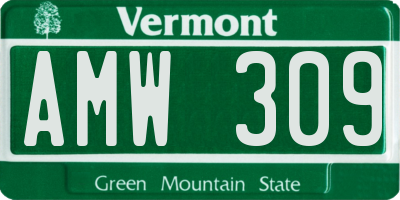 VT license plate AMW309