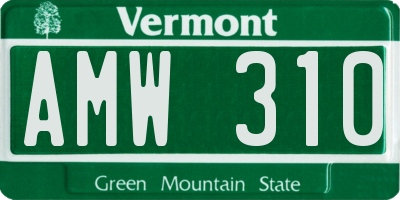 VT license plate AMW310