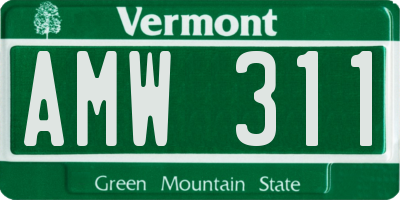 VT license plate AMW311