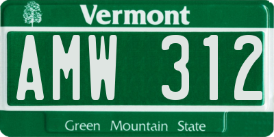 VT license plate AMW312