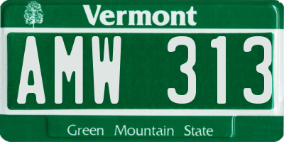 VT license plate AMW313