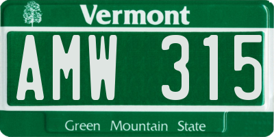 VT license plate AMW315