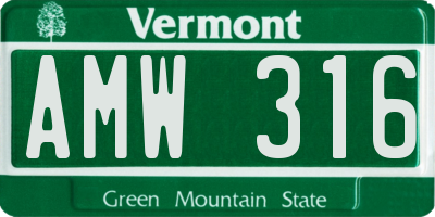 VT license plate AMW316
