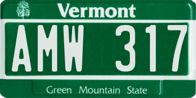 VT license plate AMW317