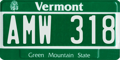 VT license plate AMW318