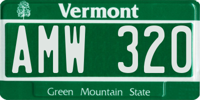 VT license plate AMW320