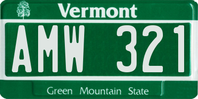 VT license plate AMW321