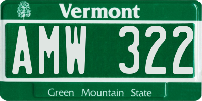 VT license plate AMW322