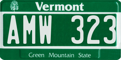 VT license plate AMW323
