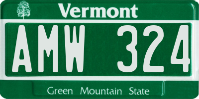 VT license plate AMW324