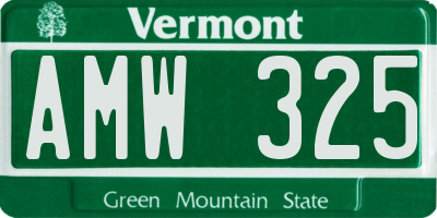 VT license plate AMW325