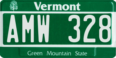 VT license plate AMW328