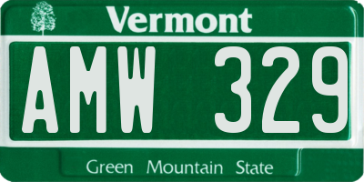VT license plate AMW329