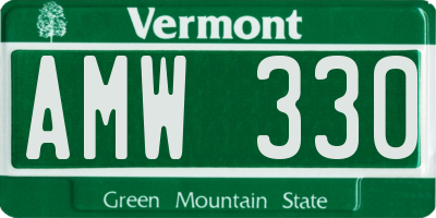 VT license plate AMW330