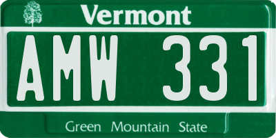 VT license plate AMW331