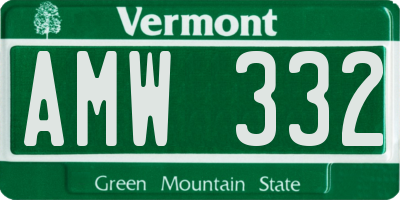 VT license plate AMW332