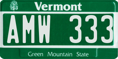 VT license plate AMW333