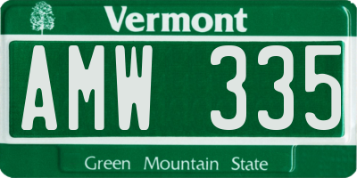 VT license plate AMW335