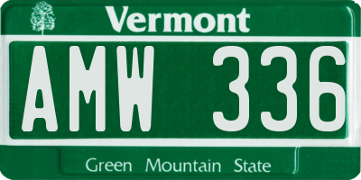 VT license plate AMW336