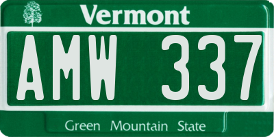 VT license plate AMW337