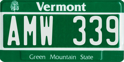 VT license plate AMW339