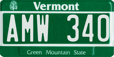 VT license plate AMW340
