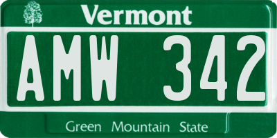 VT license plate AMW342