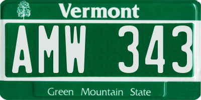 VT license plate AMW343
