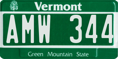 VT license plate AMW344