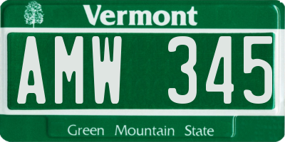 VT license plate AMW345