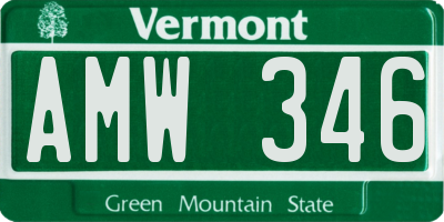 VT license plate AMW346