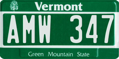 VT license plate AMW347