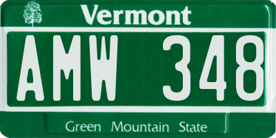 VT license plate AMW348