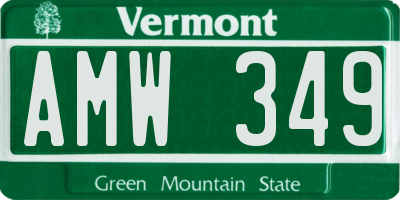 VT license plate AMW349