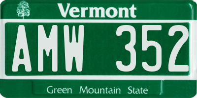 VT license plate AMW352
