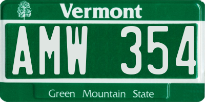 VT license plate AMW354