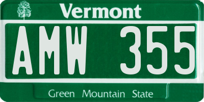 VT license plate AMW355