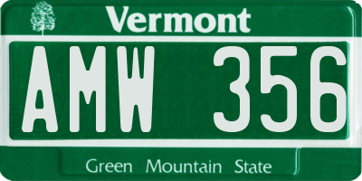 VT license plate AMW356