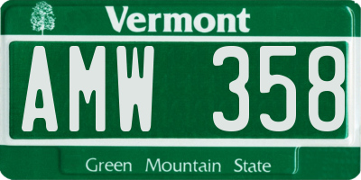VT license plate AMW358