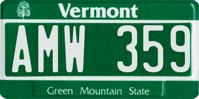 VT license plate AMW359