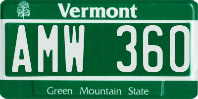 VT license plate AMW360