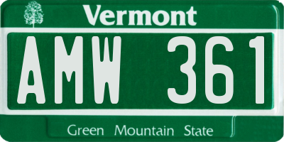 VT license plate AMW361